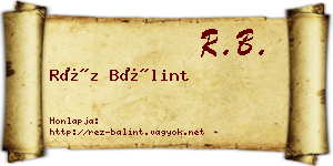 Réz Bálint névjegykártya